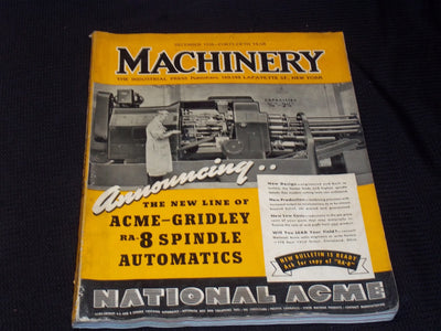 1938 DECEMBER MACHINERY MAGAZINE - NATIONAL ACME FRONT COVER - E 5154