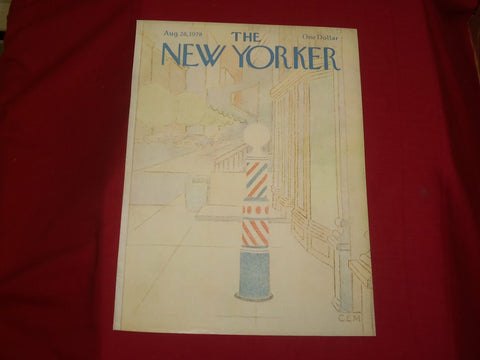 1978 AUGUST 28 NEW YORKER MAGAZINE FRONT COVER ONLY - GREAT ART FOR FRAMING