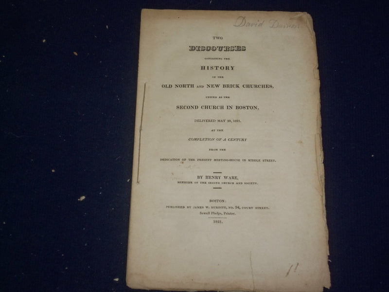 1821 OLD NORTH AND NEW BRICK CHURCHES IN BOSTON DISCOURSE - J 4798