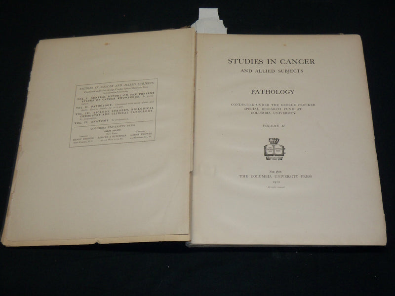 1912 STUDIES IN CANCER - PATHOLOGY BOUND VOLUME NO. 2 - 32 PLATES - KD 4500