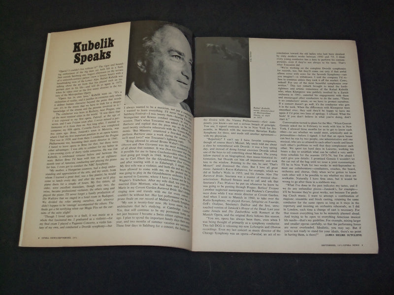 1971 SEPTEMBER OPERA NEWS MAGAZINE - OPENING OF KENNEDY CENTER - SP 6438