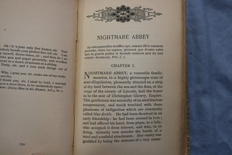 1887 HEALDONG HALL AND NIGHTMARE ABBEY HARDCOVER BOOK BY THOMAS PEACOCK - K 677