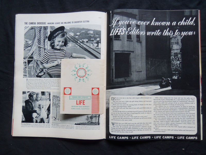 1937 AUGUST 2 LIFE MAGAZINE - SISTER MAKING SALAD - L 37