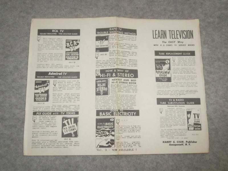 1959 TUBE REPLACEMENT GUIDE - H.G. CISIN - J 6340