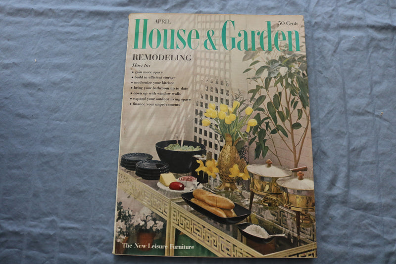 1960 APRIL HOUSE & GARDEN MAGAZINE -REMODELING-THE NEW LEISURE FURNITURE- E 9322
