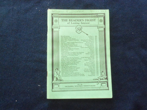 1928 DECEMBER THE READER'S DIGEST SOFTCOVER BOOK - NUMBER 80 - J 8441