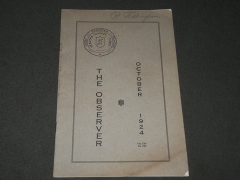 1924 OCTOBER THE OBSERVER ANSONA HIGH SCHOOL MAGAZINE - CONNECTICUT - J 2803
