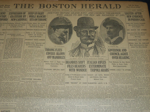 1911 OCT 31 THE BOSTON HERALD - BRANDEIS SHIFT FILLS HEARERS WITH WONDER- BH 173