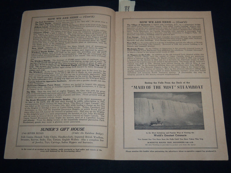 1920'S NIAGARA FALLS A GUIDE FOR WELCOME VISITORS BOOK - J 8702