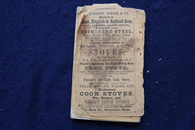 1842-1849 WORCESTER BUSINESS DIRECTORY AND ADVERTISER - LOT OF 6 - KD 9550