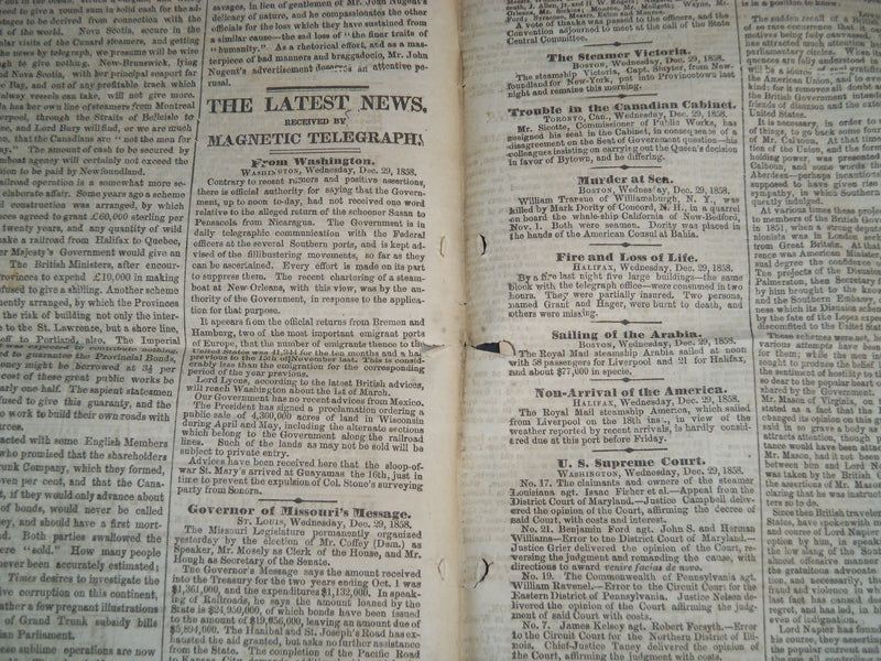 1858 DECEMBER 24 & 30 NEW YORK TRIBUNE NEWSPAPER LOT OF 2 - NP 4171