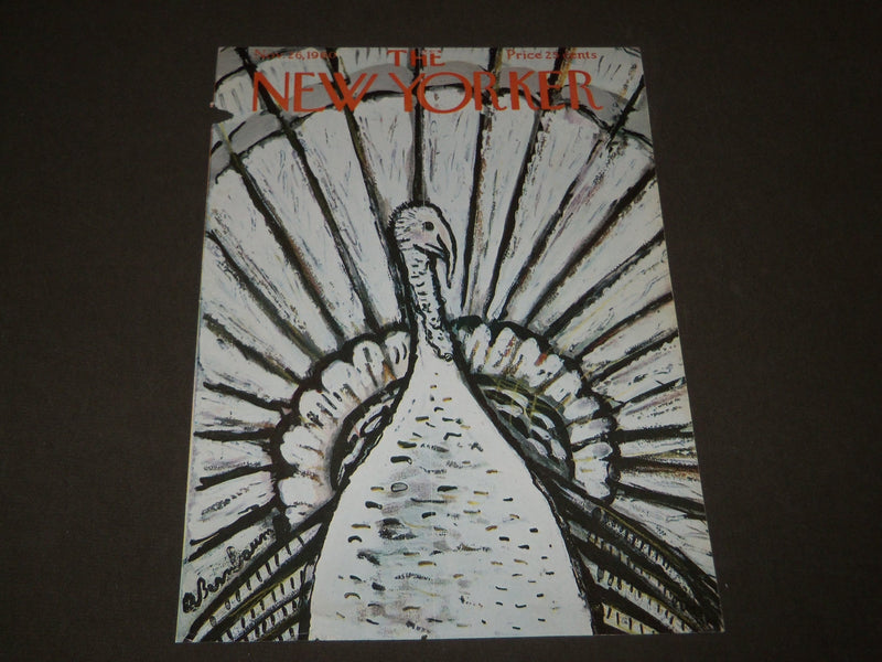 1960 NOVEMBER 26 NEW YORKER MAGAZINE FRONT COVER ONLY - THANKSGIVING ART DECO