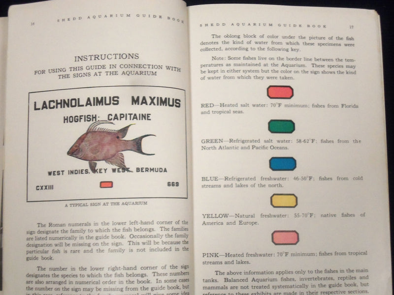 1950 GUIDE TO THE JOHN G. SHEDD AQUARIUM BOOK BY WALTER H. CHUTE - KD 2978