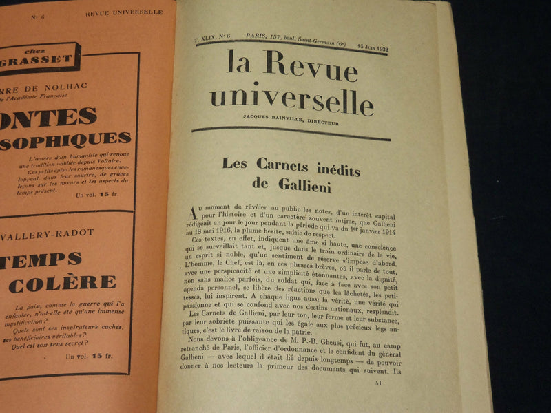 1932 APRIL-DECEMBER LA REVUE UNIVERSELLE FRENCH MAGAZINE LOT OF 18 - WR 263