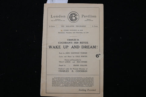 1929 WAKE UP AND DREAM! MAGAZINE PROGRAM - LONDON PAVILION - K 2453