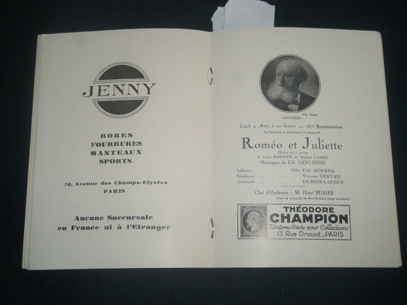 1930 ACADEMIE NATIONALE DE MUSIQUE DANSE PROGRAM - ROMEO ET JULIETTE - J 4215