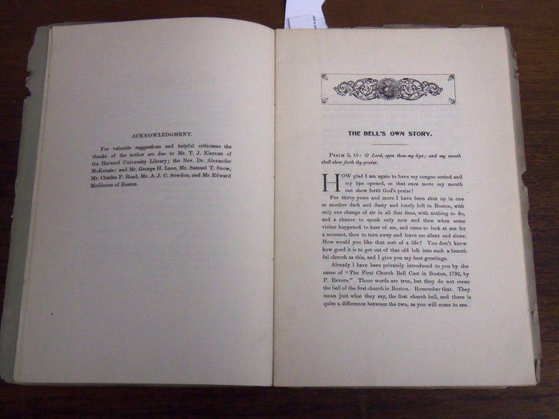 1901 THE PAUL REVERE BELL SOFTCOVER BOOK - CAMBRIDGE MASSACHUSETTS - K 1209
