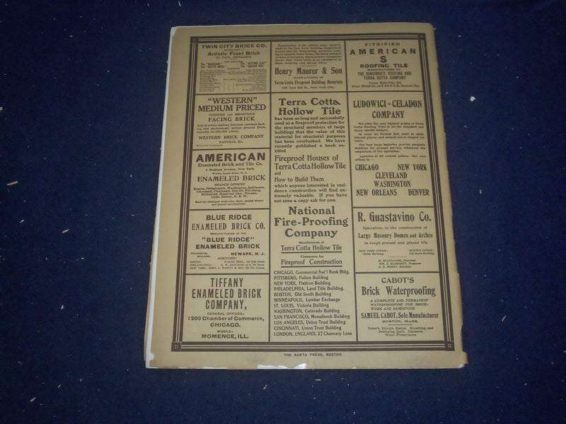 1908 DECEMBER THE BRICKBUILDER MAGAZINE - AN ARCHITECTURAL MONTHLY - ST 258M