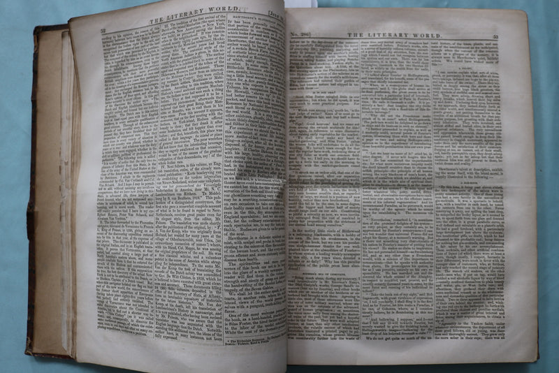 1852 JULY-DECEMBER THE LITERARY WORLD BOUND VOLUME - HAWTHORNE-WEBSTER - KD 9719