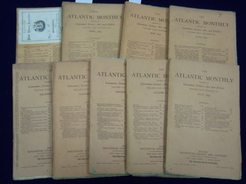 1879 THE ATLANTIC MONTHLY MAGAZINE LOT OF 9 - HENRY W. LONGFELLOW - WR 309
