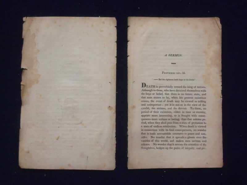 1812 MRS. NANCY ELY FUNERAL SERMON SOFTCOVER BOOKLET - K 228