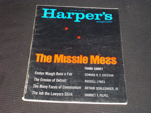1960 JANUARY HARPER'S MAGAZINE - THE MISSILE MESS FRONT COVER - E 2011