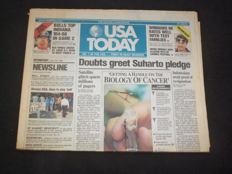 1998 MAY 20 USA TODAY NEWSPAPER - DOUBTS GREET SUHARTO PLEDGE - NP 7923