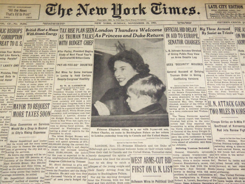 1951 NOV 18 NEW YORK TIMES - L. B. JOHNSON ACCUSES OLMSTED HID DELAY - NT 2455