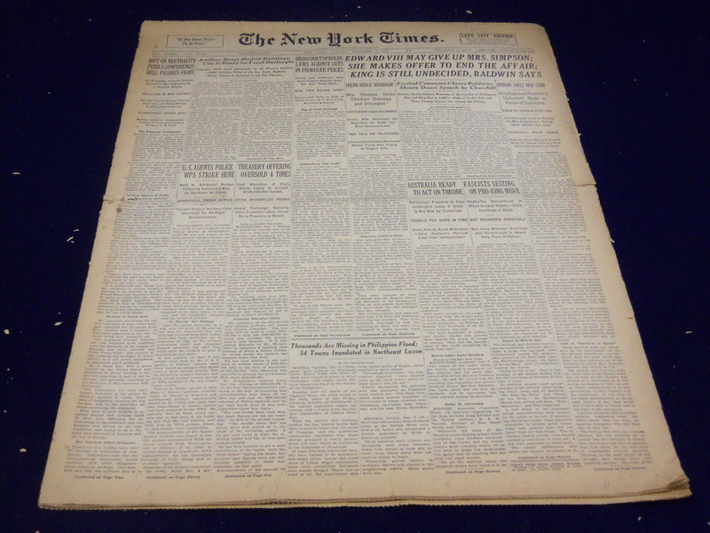 1936 DEC 8 NEW YORK TIMES - EDWARD VIII MAY GIVE UP MRS. SIMPSON - NT 2139