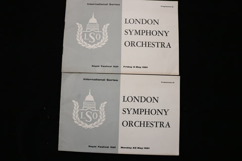 1961 MAY 5 & 22 LONDON SYMPHONY ORCHESTRA PROGRAMS - LOT OF 2 - K 1911