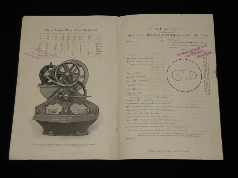 1900'S MORSE SILENT RUNNING HIGH SPEED CHAINS CATALOGUE NO. 7 - J 6572