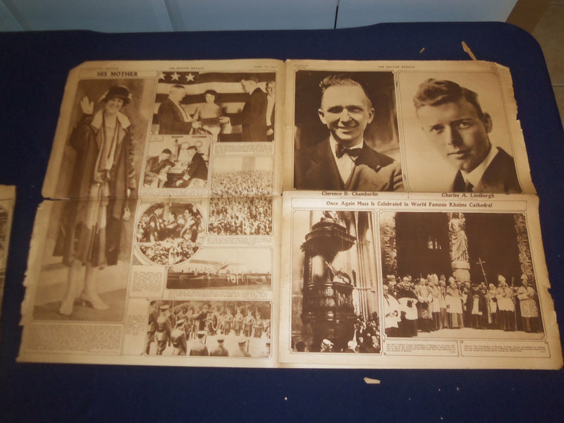 1927-1928 BOSTON HERALD ROTO SECTION - CHARLES LINDBERGH - LOT OF 4 - NP 5027
