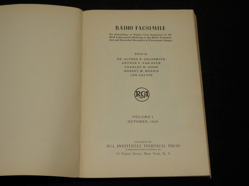 1938 OCTOBER RADIO FACSIMILE SOFTCOVER BOOK VOLUME NO. 1 - RCA - J 5812