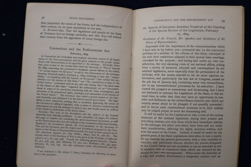 1900 STATE DOCUMENTS ON FEDERAL RELATIONS SOFTCOVER BOOK BY HERMAN AMES - K 1597