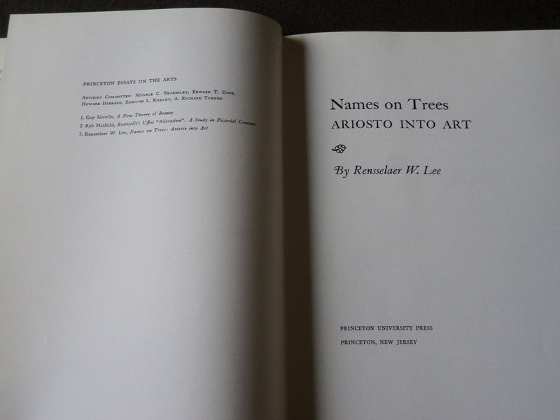 1977 NAMES ON TREES ARIOSTO INTO ART BOOK BY RENSSELAER W. LEE - KD 4864