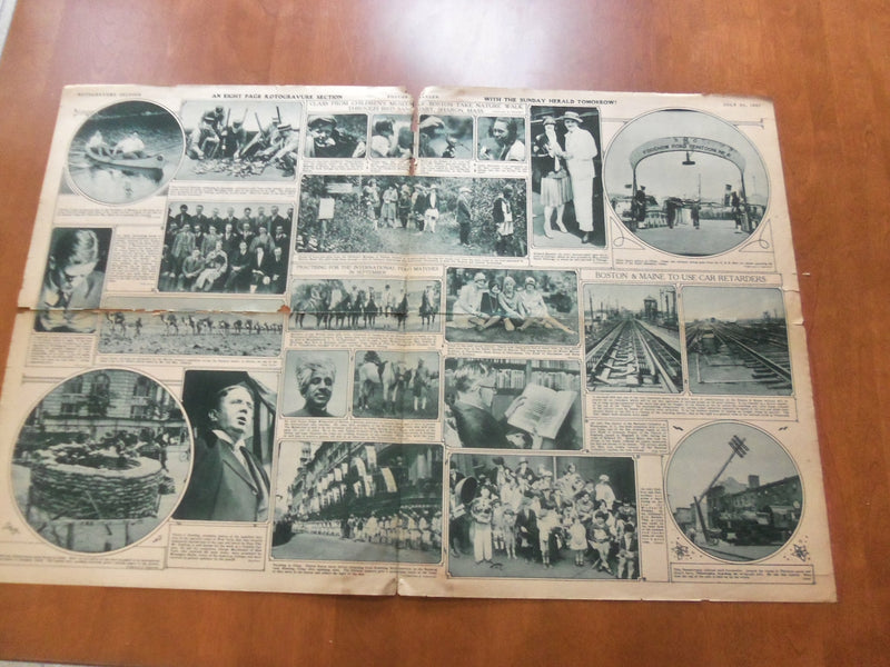 1927 JULY 23 BOSTON TRAVELER ROTOGRAVURE SECTION - LINDBERGH - BYRD - NP 5019
