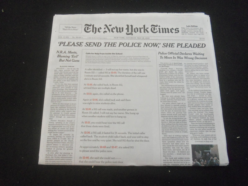 2022 MAY 28 NEW YORK TIMES - 'PLEASE SEND THE POLICE NOW,' SHE PLEADED
