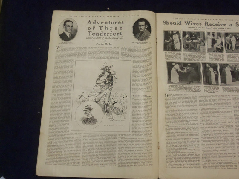 1913 NOV 6 LESLIE'S WEEKLY MAGAZINE -RETURN FROM THE CHASE- J.M. FLAGG - ST 6100