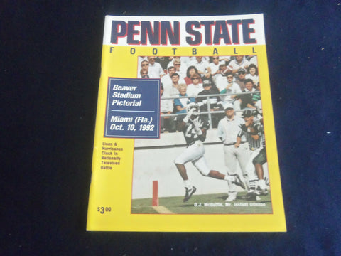 1992 OCT 10 FOOTBALL PROGRAM - PENN STATE UNIV VS MIAMI (OHIO) UNIV - SP 1215Q