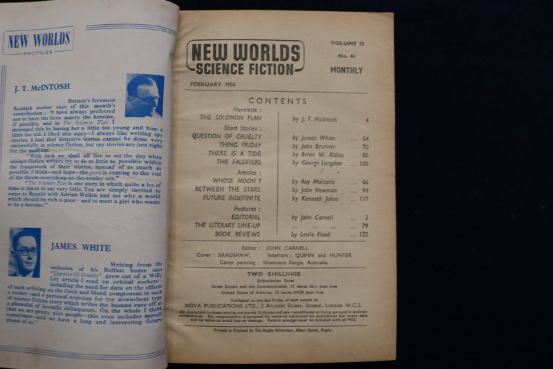 1956 FEBRUARY NEW WORLDS SOFTCOVER DIGEST MAGAZINE - VOLUME 15, NUMBER 44 -K 417