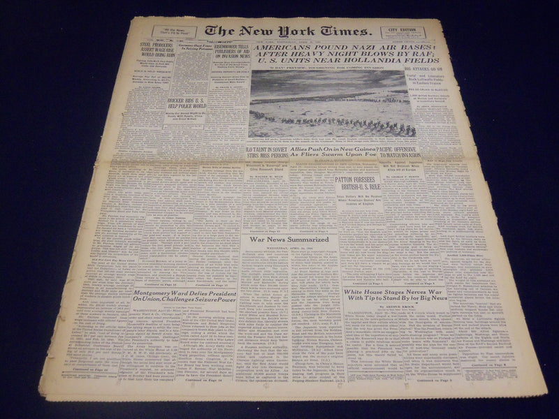 1944 APRIL 26 NEW YORK TIMES - PATTON FORSEES BRITISH U. S. RULE - NT 3724