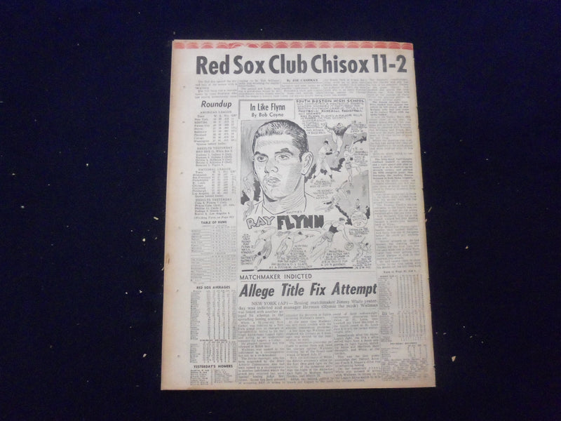 1958 JULY 11 BOSTON DAILY RECORD NEWSPAPER-GOLDFINE DARES THREAT OF JAIL-NP 6353
