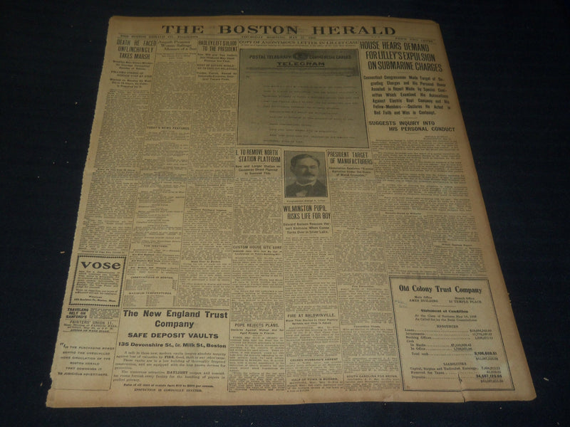 1908 MAY 21 THE BOSTON HERALD -HOUSE HEARS DEMAND FOR LILLEY'S EXPULSION - BH 71