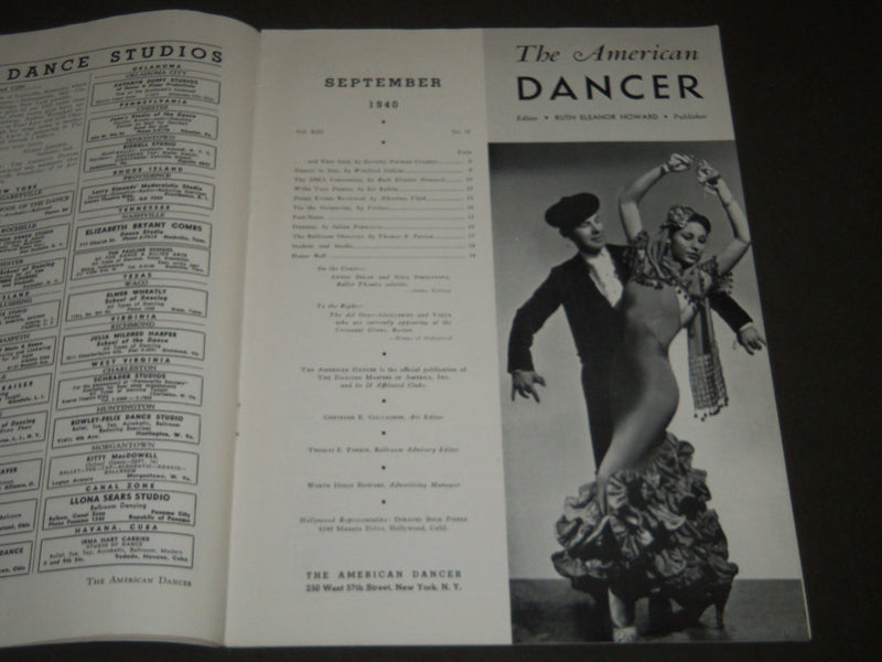 1940 SEPTEMBER THE AMERICAN DANCER MAGAZINE - NICE COVER - ST 4869