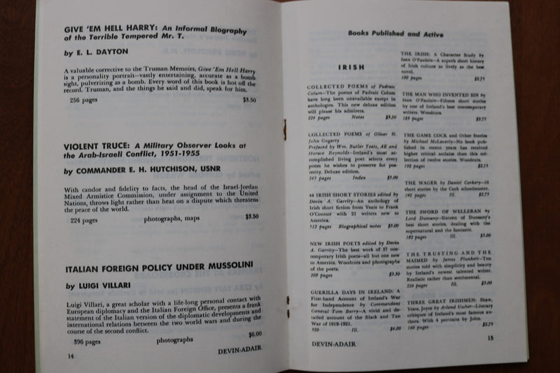 1957 BOOKS OF THE DEVIN-ADAIR COMPANY BOOK LIST SOFTCOVER BOOK - K 3170