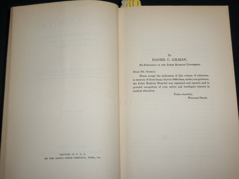 1932 AEQUANIMITAS BOOK BY SIR WILLIAM OSLER - THIRD EDITION - KD 7134