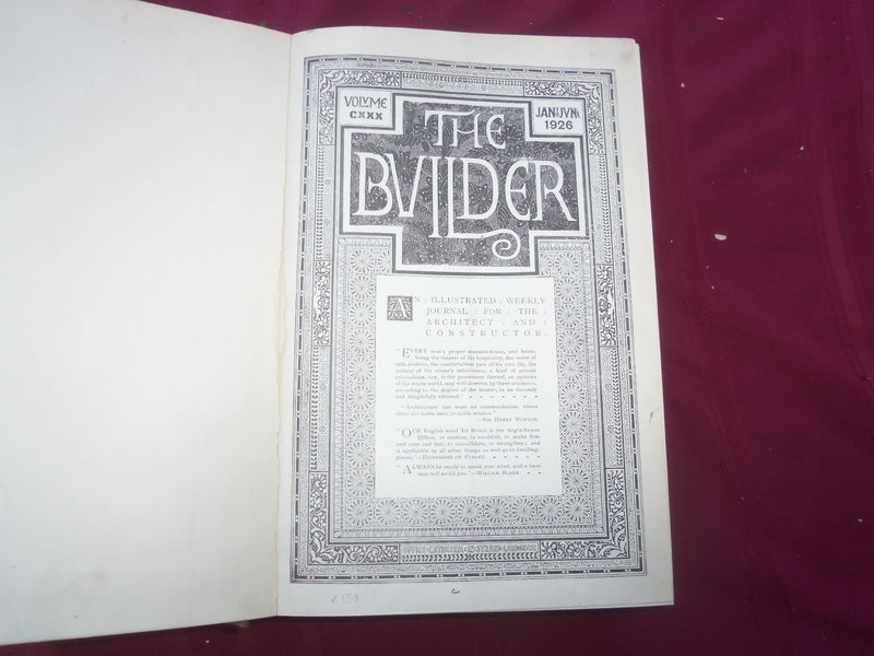 1926 JAN-DEC THE BUILDER U. K. MAGAZINE BOUND VOLUMES - 2 VOLS - FOLD OUTS- C 26