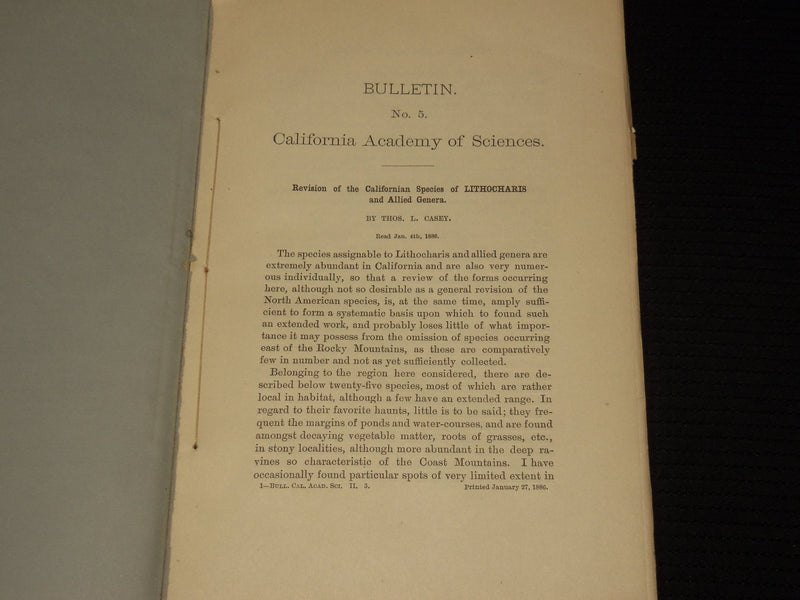 1886 SEPTEMBER CALIFORNIA ACADEMY OF SCIENCES BULLETIN - VOLUME 2 NO. 5 - K 553