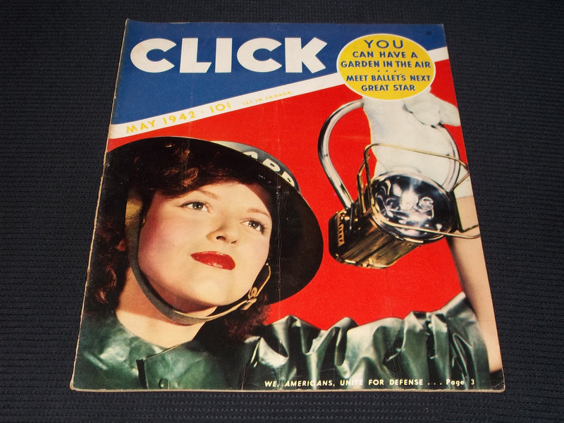 1942 MAY CLICK MAGAZINE - AMERICANS UNITE FOR DEFENSE FRONT COVER - E 20072