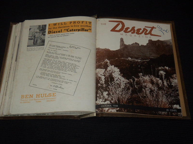 1937-1938 THE DESERT MAGAZINE BOUND VOLUME - BINDER - NO. 1-12 - KD 5403L